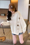 Flower Spliced O-Neck Retro Sweater