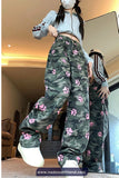 High Waist Paws Printed Camouflage Pattern Denim Pants
