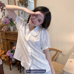 Short Sleeve Peter Pan Collar Cute Lace Shirt