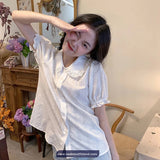 Short Sleeve Peter Pan Collar Cute Lace Shirt