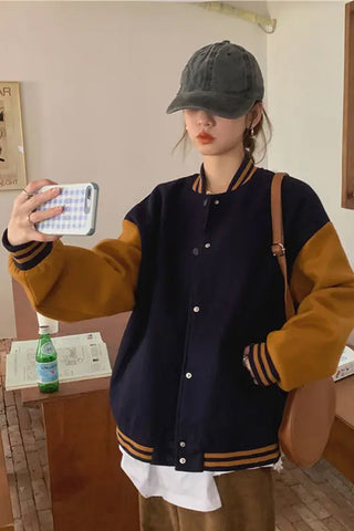 Loose Casual Color Varsity Baseball Jacket