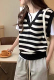 Sleeveless Retro Striped Vest Sweater