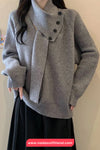 Loose Removable Scarf Knitted Sweater