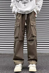 Loose Cargo Pockets Drawstring Casual Men Pants