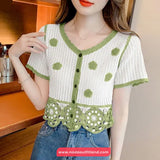 Short Sleeve Elegant Colors Crochet Summer Shirt