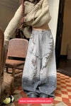 Loose Wide Leg Grey Tie Dye Jeans Pants