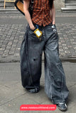 High Waist Loose Wide Leg Women Black Jeans Pants