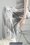 Elastic Waist Side Lace Floral Transparent Sweatpants