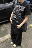 Loose Retro Back Embroidered Black Jeans Pants