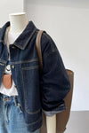 Long Sleeve Vintage Dark Blue Jeans Jacket
