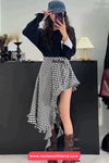 High Waist Sexy Irregular Long Plaid Skirts