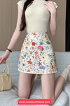 High Waist Elegant Floral A-Line Skirts