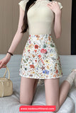 High Waist Elegant Floral A-Line Skirts