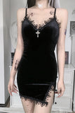 Sexy Dark Theme Mini Slit Dress