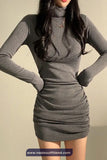 Long Sleeve Sexy Turtleneck Slim Dress