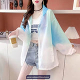 Long Sleeve Gradient Colors Hooded Thin Jacket