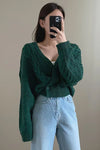 Long Sleeve Cross Neck Knitted Sweater