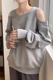 Long Sleeve O-Neck Off Shoulder Sweater