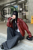 Red Leather Lapel Jacket