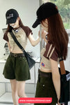 High Waist Green Denim Casual Shorts