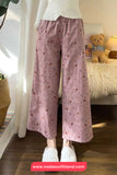 Loose Flowers Pattern Ankle Length Pants