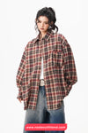 Loose Long Sleeve Retro Plaid Pattern Blouse Shirt