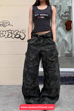 High Waist Camouflage Pattern Cargo Jeans Pants