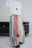 Plaid Patchwork Wide-Leg Pants – Oversized Streetwear Statement Piece