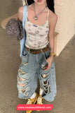 High Waist Loose Ripped Hole Denim Jeans