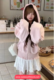 Loose Hooded Ruffles Style Cute Sweatshirt
