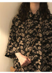 Vintage Loose Floral Dark Blouse Shirt