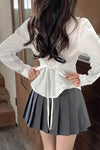 Long Sleeve Back Bandage Tie Blouse Shirt