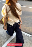 High Waist Loose Wide Leg Deep Blue Retro Jeans Pants