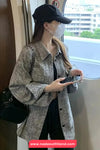 Long Sleeve Retro Grey Plaid Casual Button Jacket