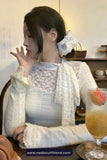 Long Sleeve Sling Lace Neck Style Elegant Shirt