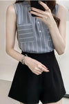 Casual Striped Sleeveless Style Blouse Shirt