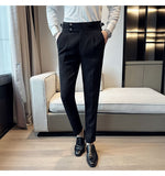 Elegant Belt Formal Men Long Pants