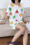 Short Sleeve Sin Chan Cartoon Pajamas Set