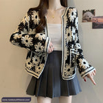 Long Sleeve Daisy Pattern Crochet Cardigan Shirt