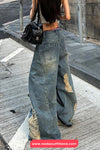 Loose Hole Ripped Vintage Jeans Pants