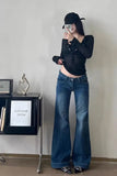 High Waist Retro Elegant Flare Style Jeans Pants