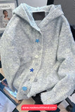 Ocean Theme Button Hooded Cardigan Sweater
