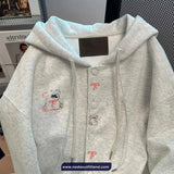 Loose Cute Puppy Embroidered Hooded Sweatshirt