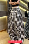 Loose Front Pockets Retro Plaid Sweatpants