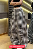 Loose Front Pockets Retro Plaid Sweatpants
