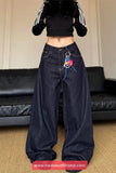 High Waist Loose Wide Leg Retro Blue Jeans Pants
