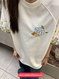 Short Sleeve Garden Flower Embroidered O-Neck Shirts