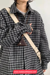 Long Sleeve Turn Down Collar Classic Plaid Blouse Shirt