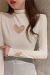 Beads Love Hole Shaped High Neck Shirts