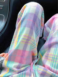 High Waist Loose Colorful Plaid Sweatpants